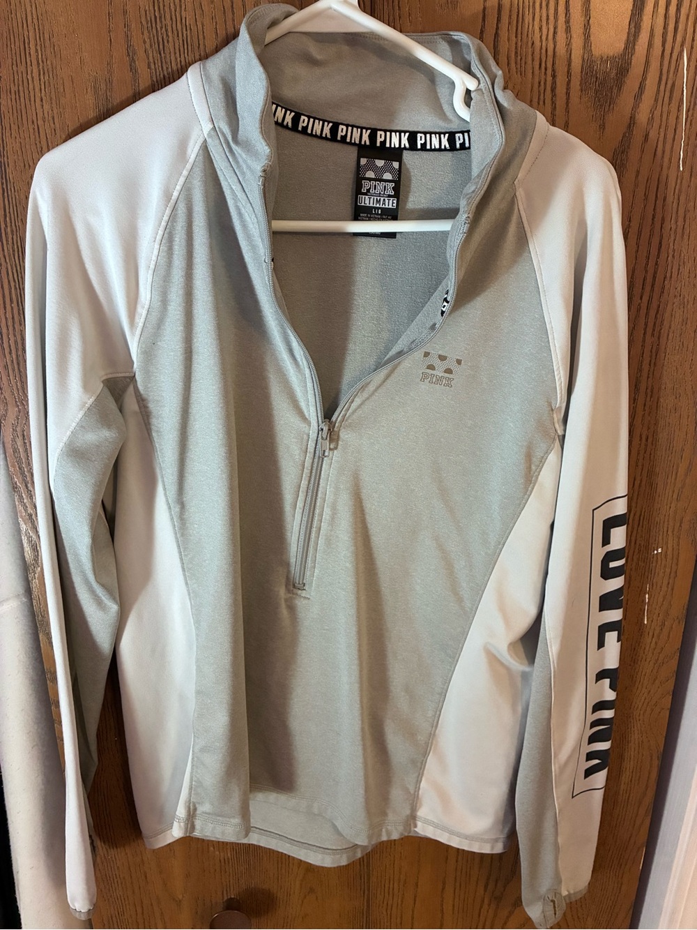 PINK Victoria's Secret Men's Light Gray Half-Zip Pullover